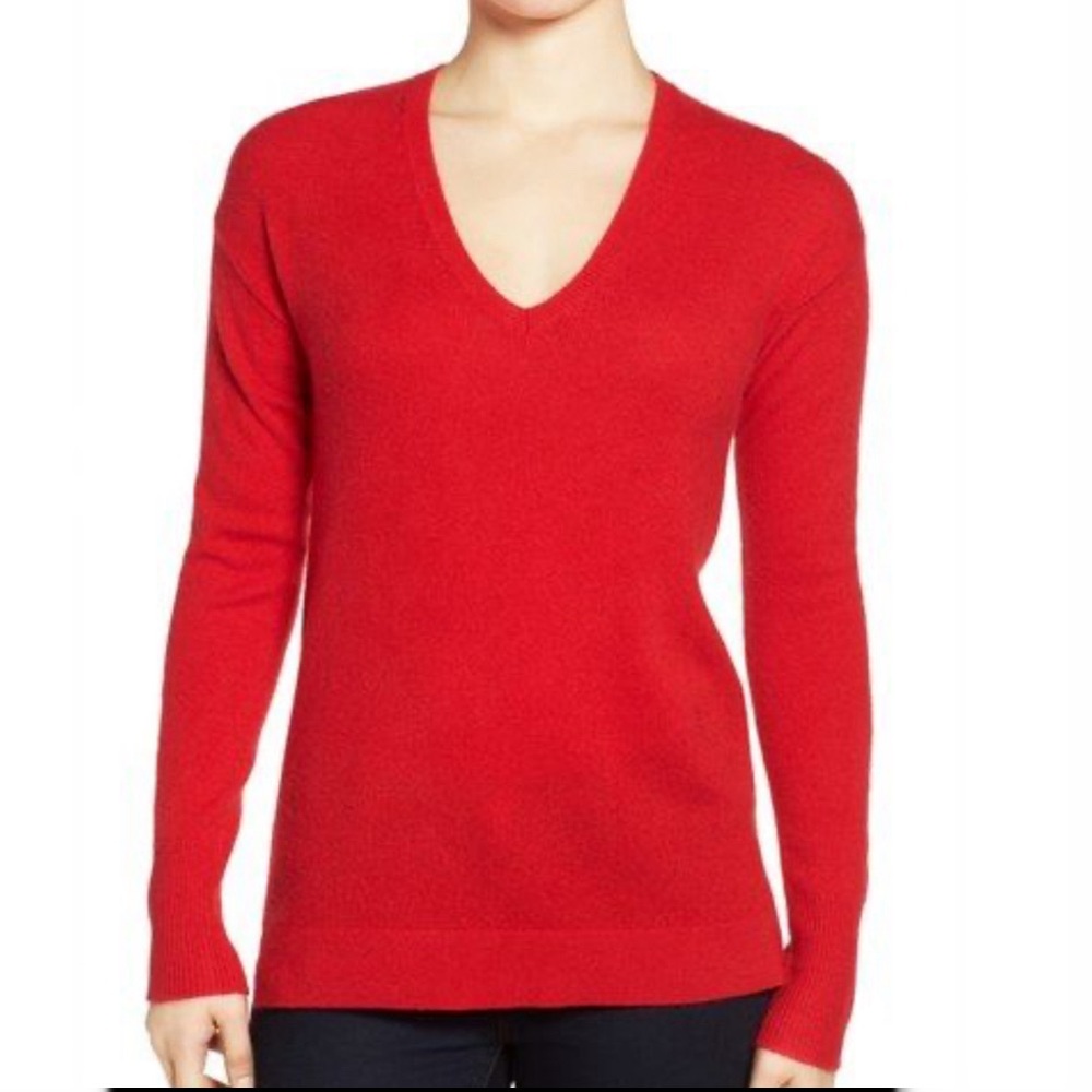 Alex Marie Cherry Red Cashmere Long Sleeve Sweater, Small